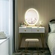 Pemberly Row Vanity Makeup Dressing Table with Mirror Touch Switch in White