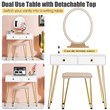 Pemberly Row Vanity Makeup Dressing Table with Mirror Touch Switch in White