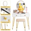 Pemberly Row Vanity Makeup Dressing Table with Mirror Touch Switch in White