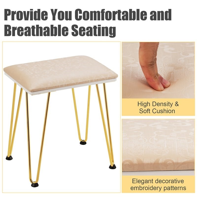 Pemberly Row Vanity Makeup Dressing Table with Mirror Touch Switch in White