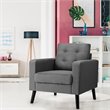 Pemberly Row Contemporary Fabric Accent Chair with Rubber Wood Legs in Gray