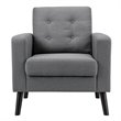Pemberly Row Contemporary Fabric Accent Chair with Rubber Wood Legs in Gray
