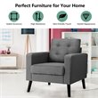 Pemberly Row Contemporary Fabric Accent Chair with Rubber Wood Legs in Gray