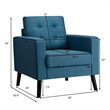 Pemberly Row Contemporary Fabric Accent Chair with Rubber Wood Legs in Blue