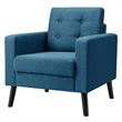 Pemberly Row Contemporary Fabric Accent Chair with Rubber Wood Legs in Blue
