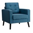 Pemberly Row Contemporary Fabric Accent Chair with Rubber Wood Legs in Blue