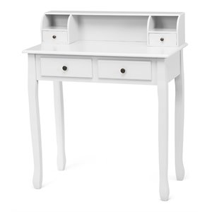 Pemberly Row MDF and Candlenut Dressing Table with 4 Drawers in White