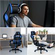 Pemberly Row PVC and Sponge Massage Gaming Chair with Footrest in Blue