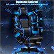 Pemberly Row PVC and Sponge Massage Gaming Chair with Footrest in Blue