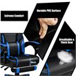 Pemberly Row PVC and Sponge Massage Gaming Chair with Footrest in Blue