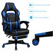 Pemberly Row PVC and Sponge Massage Gaming Chair with Footrest in Blue