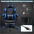 Pemberly Row PVC and Sponge Massage Gaming Chair with Footrest in Blue