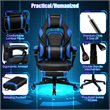 Pemberly Row PVC and Sponge Massage Gaming Chair with Footrest in Blue