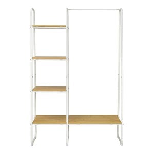 Pemberly Row 5 Shelves Metal Garment Rack Free Standing Closet Organizer - White