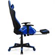 Pemberly Row PVC and Sponge Massage Gaming Chair with Footrest in Blue