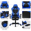 Pemberly Row PVC and Sponge Massage Gaming Chair with Footrest in Blue