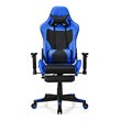 Pemberly Row PVC and Sponge Massage Gaming Chair with Footrest in Blue