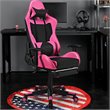 Pemberly Row PVC and Sponge Massage Gaming Chair with Footrest in Pink