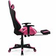 Pemberly Row PVC and Sponge Massage Gaming Chair with Footrest in Pink