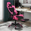 Pemberly Row PVC and Sponge Massage Gaming Chair with Footrest in Pink