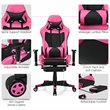 Pemberly Row PVC and Sponge Massage Gaming Chair with Footrest in Pink