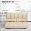 Pemberly Row 6-Position Adjustable Lounge Couch Foldable Floor Sofa Bed in Beige