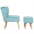 Pemberly Row Thick Padded Velvet Tufted Leisure Chair and Ottoman Set in Green