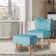 Pemberly Row Thick Padded Velvet Tufted Leisure Chair and Ottoman Set in Green