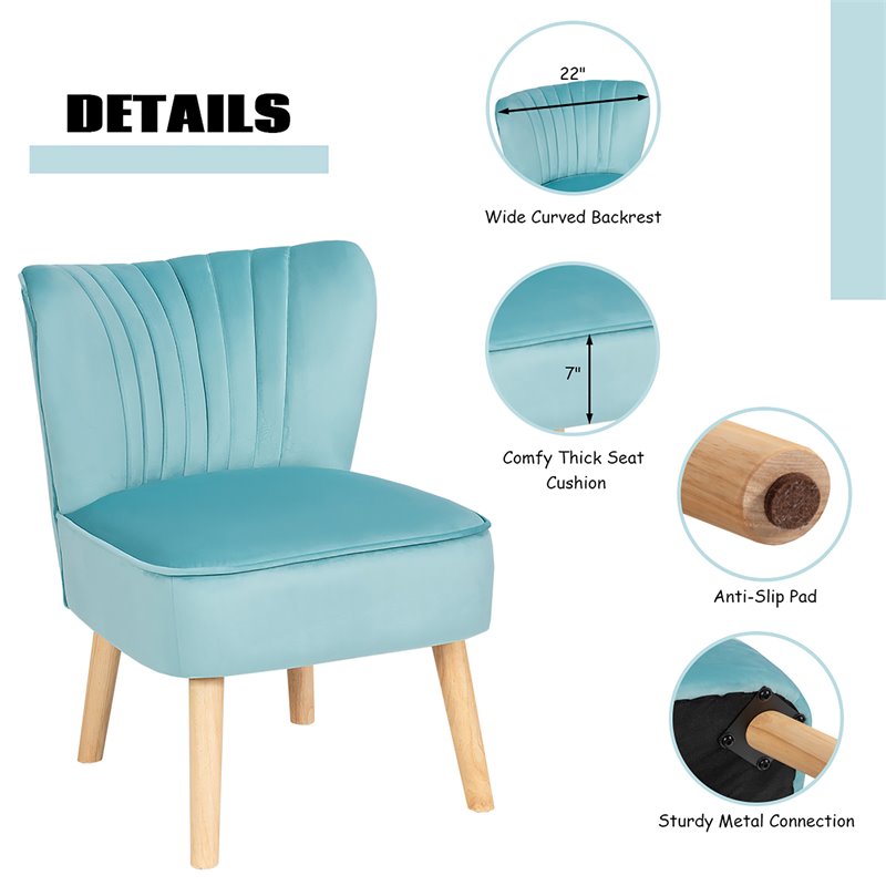 Pemberly Row Thick Padded Velvet Tufted Leisure Chair and Ottoman Set in Green