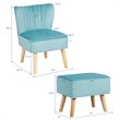 Pemberly Row Thick Padded Velvet Tufted Leisure Chair and Ottoman Set in Green