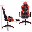 Pemberly Row PVC and Sponge Massage Gaming Chair with Footrest in Red