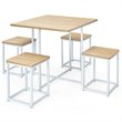 Pemberly Row 5-Pc Compact Wood Dining Table & 4 Stools in Natural/Vintage White