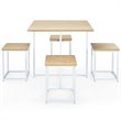 Pemberly Row 5-Pc Compact Wood Dining Table & 4 Stools in Natural/Vintage White