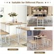 Pemberly Row 5-Pc Compact Wood Dining Table & 4 Stools in Natural/Vintage White