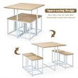 Pemberly Row 5-Pc Compact Wood Dining Table & 4 Stools in Natural/Vintage White