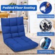 Pemberly Row Cotton Adjustable 14-Position Floor Gaming Sofa Chair in Blue