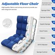 Pemberly Row Cotton Adjustable 14-Position Floor Gaming Sofa Chair in Blue