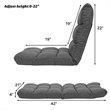Pemberly Row Cotton Adjustable 14-Position Floor Gaming Sofa Chair in Gray
