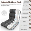 Pemberly Row Cotton Adjustable 14-Position Floor Gaming Sofa Chair in Gray