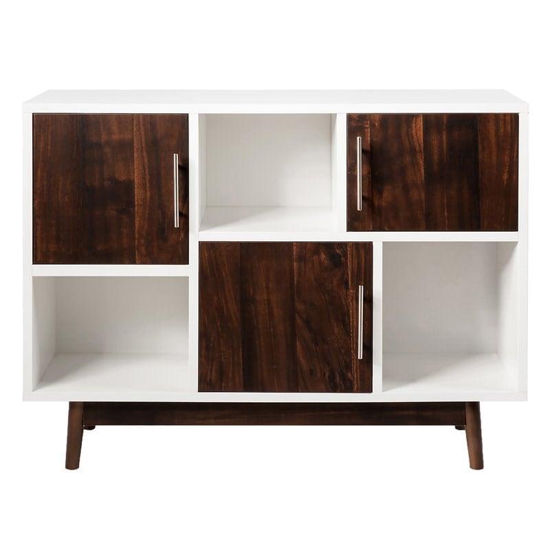 Pemberly Row Contemporary Pine Wood Side Board with Door & Shelf in White