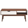 Pemberly Row Wood Coffee Table with Drawer & Storage Shelf in Walnut