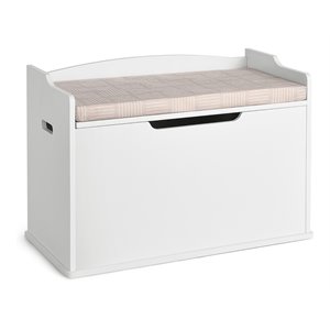 Pemberly Row Wood Toy Box Kids Storage Chest Lift Top Bench in White