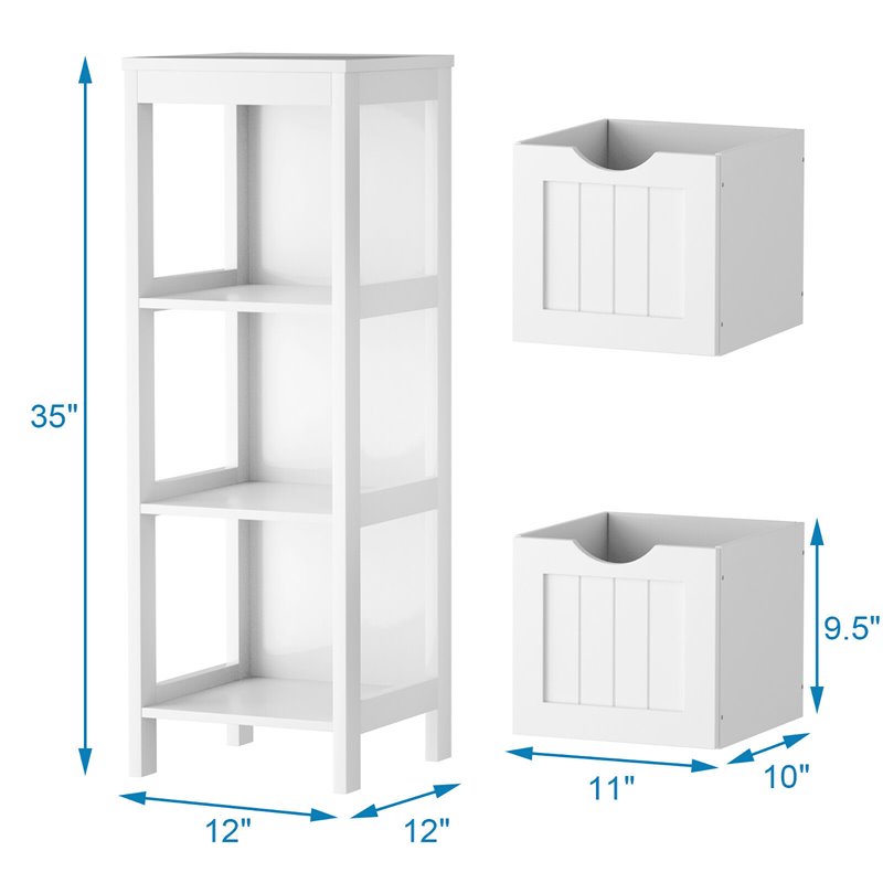 Pemberly Row Floor Cabinet Multifunction Bathroom Storage Organizer Rack - White