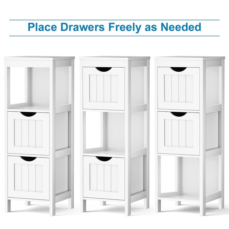 Pemberly Row Floor Cabinet Multifunction Bathroom Storage Organizer Rack - White
