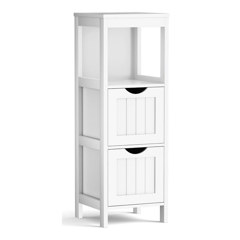 Pemberly Row Floor Cabinet Multifunction Bathroom Storage Organizer Rack - White