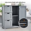 Pemberly Row Bathroom Floor Side Storage Cabinet w/ 3 Drawers & 1 Cupboard-Gray