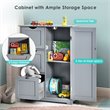 Pemberly Row Bathroom Floor Side Storage Cabinet w/ 3 Drawers & 1 Cupboard-Gray