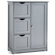 Pemberly Row Bathroom Floor Side Storage Cabinet w/ 3 Drawers & 1 Cupboard-Gray