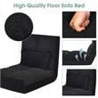 Pemberly Row Sponge & Fabric Adjustable 6-positon Floor Folding Lounger in Black
