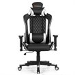 Pemberly Row Leather Massage Gaming Chair w/ Lumbar Support & Headrest in White